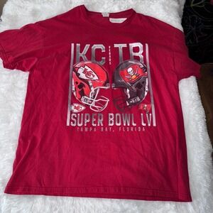 Super Bowl LV Tampa Bay Buccaneers vs Chiefs Football T Shirt XL‎
